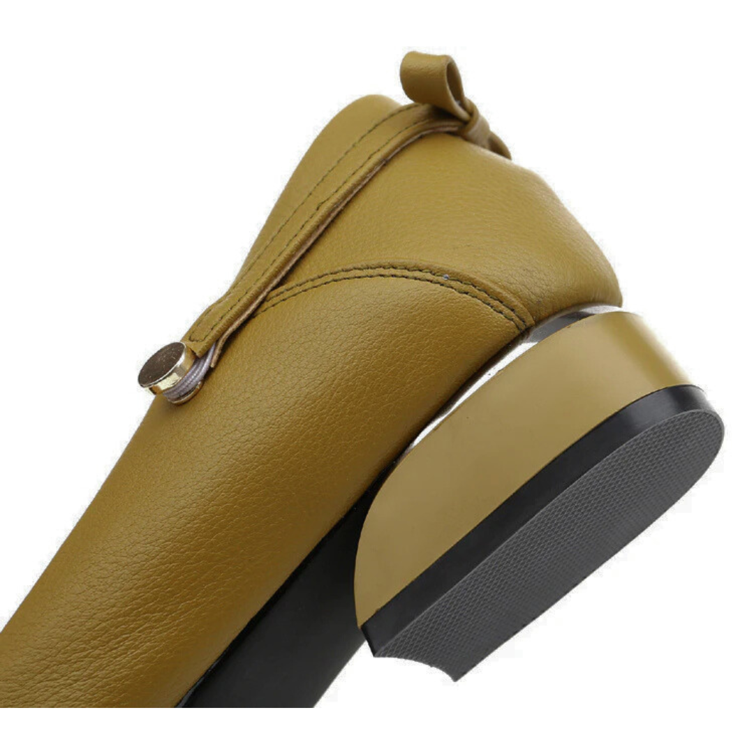 Tacones Bajos de Cuero Genuino para Mujer