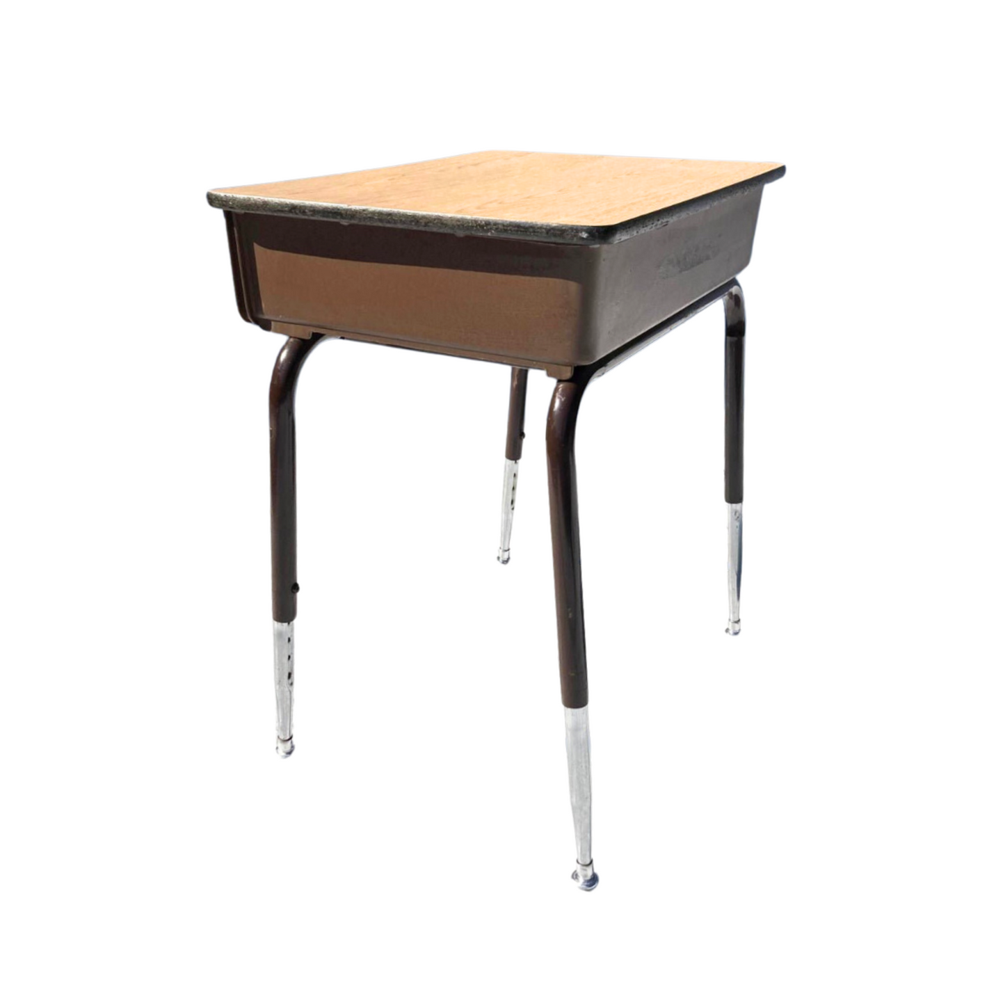 Escritorio Escolar Vintage Ajustable – Estructura Marrón y Madera Clara, Ideal para Estudio u Oficina