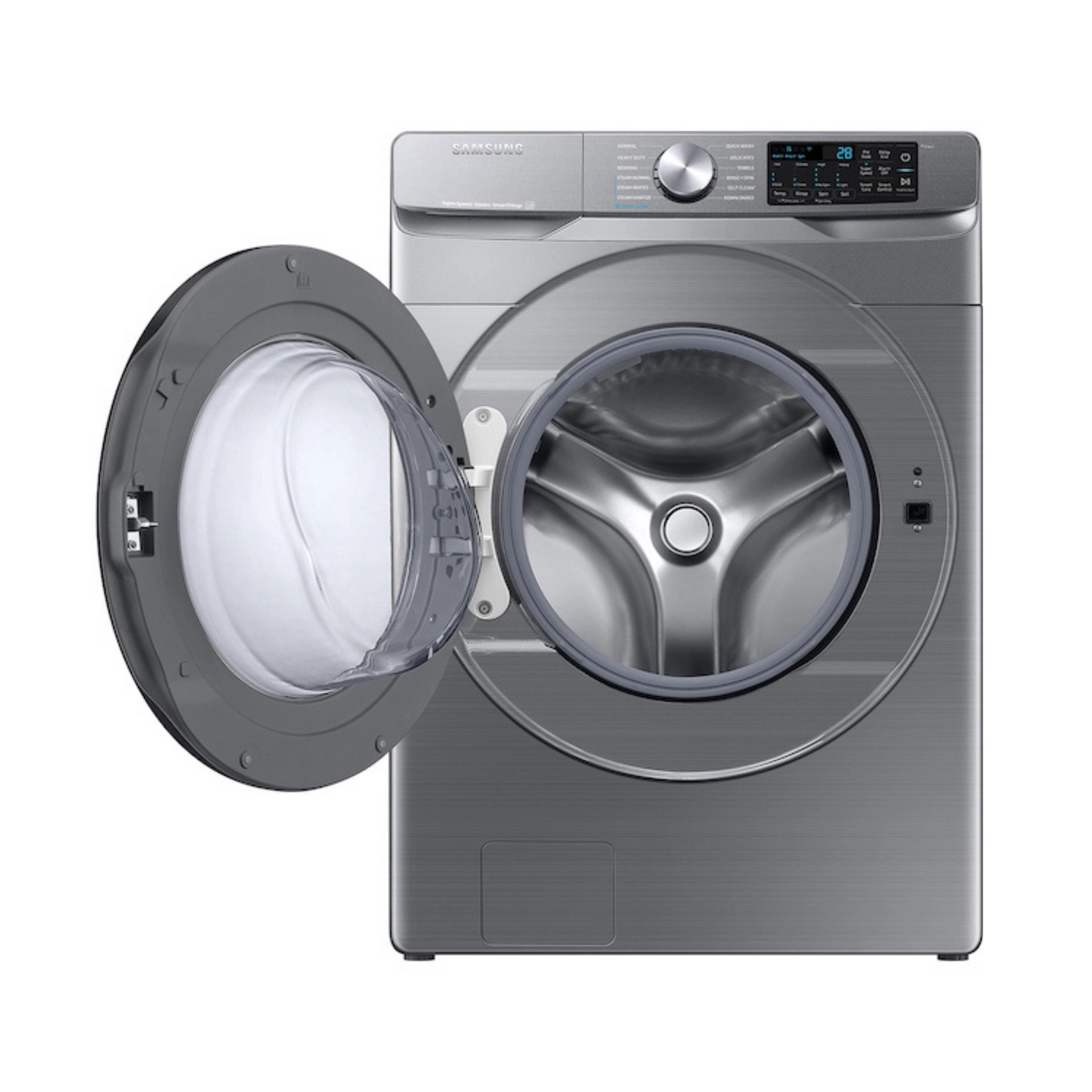 Lavadora Samsung 4.5 cu. ft. Smart Front Load – Steam, Super Speed, Platinum