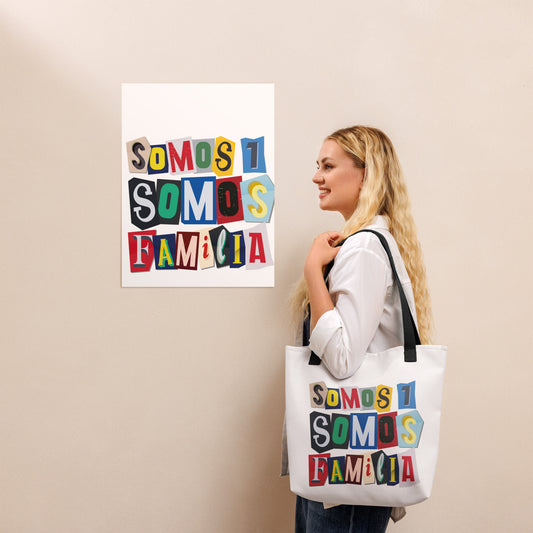 Bolsa de tela “Somos 1, Somos Familia” — Tote 15″ × 15″