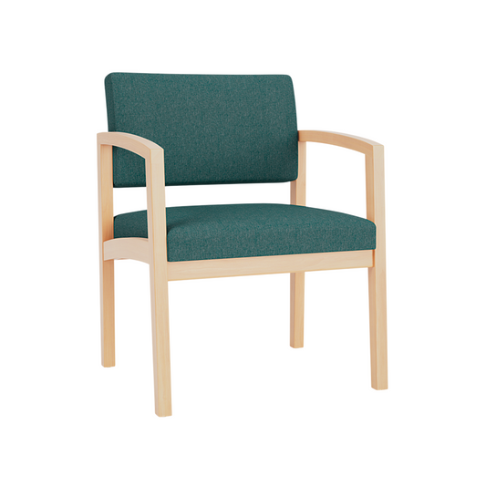Silla de Invitado Oversized – Estructura de Madera, Tapizado Verde, Estilo Ejecutivo