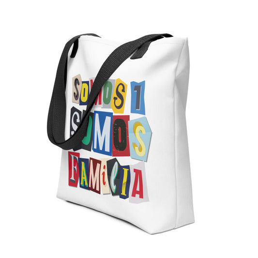 Bolsa de tela “Somos 1, Somos Familia” — Tote 15″ × 15″