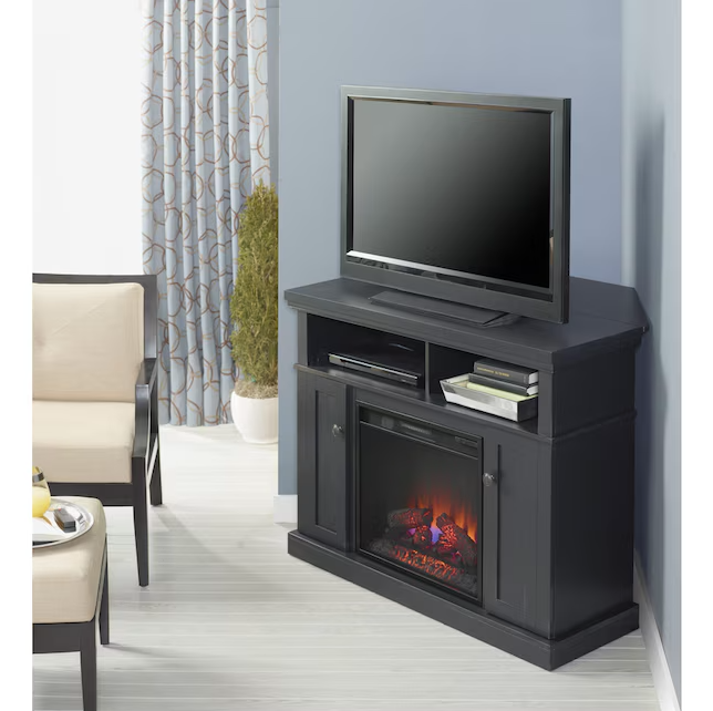 Chimenea Eléctrica 46.25" con Ventilador | Mueble TV para Pared o Esquina – Color Negro (Pickup Only)