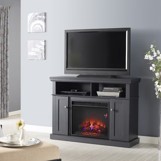 Chimenea Eléctrica 46.25" con Ventilador | Mueble TV para Pared o Esquina – Color Negro (Pickup Only)