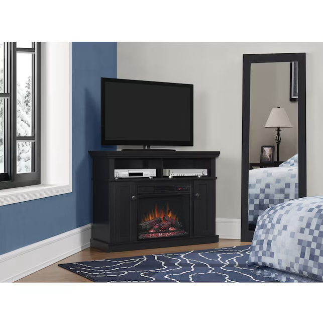 Chimenea Eléctrica 46.25" con Ventilador | Mueble TV para Pared o Esquina – Color Negro (Pickup Only)