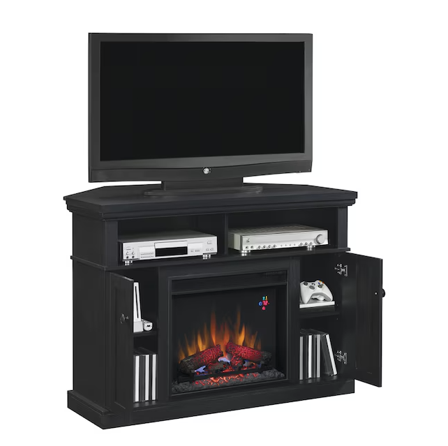 Chimenea Eléctrica 46.25" con Ventilador | Mueble TV para Pared o Esquina – Color Negro (Pickup Only)